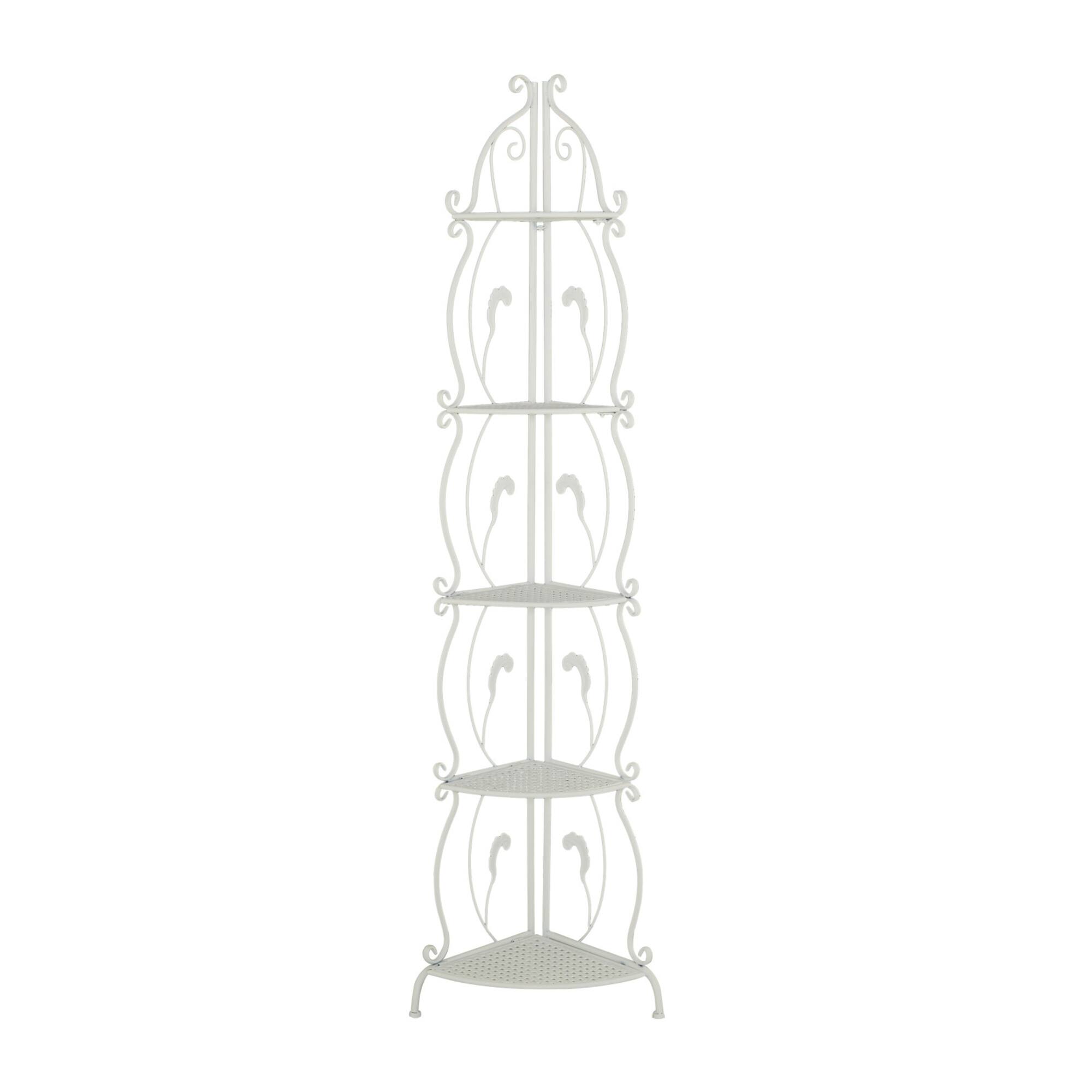 White Iron French Country Bakers Rack, 71" x 16" x 12"